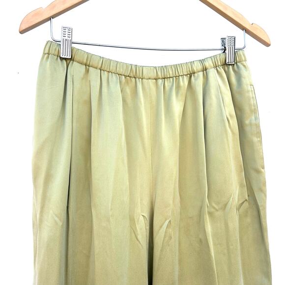 Vintage Anne Klein II Set Button Down Wide Leg Satin Pants Large 12 Lime Green - Picture 8 of 11